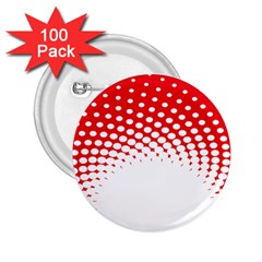 Polka Dot Circle Hole Red White 2 25  Buttons (100 Pack) 