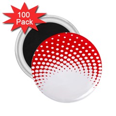 Polka Dot Circle Hole Red White 2 25  Magnets (100 Pack) 