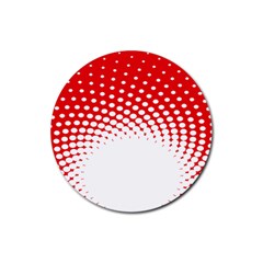 Polka Dot Circle Hole Red White Rubber Coaster (round) 