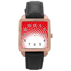 Polka Dot Circle Hole Red White Rose Gold Leather Watch  by Mariart