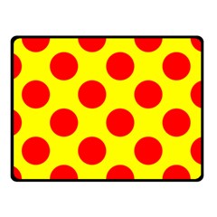 Polka Dot Red Yellow Double Sided Fleece Blanket (small)  by Mariart