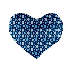 Polka Dot Blue Standard 16  Premium Flano Heart Shape Cushions by Mariart