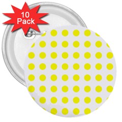 Polka Dot Yellow White 3  Buttons (10 Pack)  by Mariart