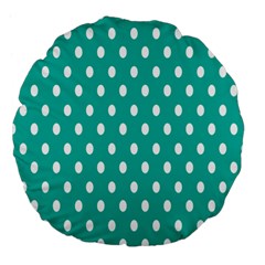 Polka Dots White Blue Large 18  Premium Flano Round Cushions by Mariart