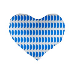 Polka Dots Blue White Standard 16  Premium Flano Heart Shape Cushions by Mariart