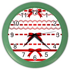 Ribbon Red Line Color Wall Clocks by Mariart