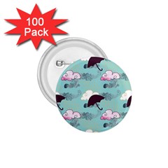 Rain Clouds Umbrella Blue Sky Pink 1 75  Buttons (100 Pack)  by Mariart