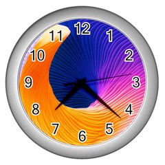 Wave Waves Chefron Color Blue Pink Orange White Red Purple Wall Clocks (silver)  by Mariart