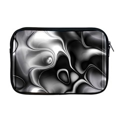 Fractal Black Liquid Art In 3d Glass Frame Apple Macbook Pro 17  Zipper Case by Simbadda