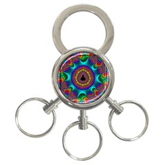 3d Glass Frame With Kaleidoscopic Color Fractal Imag 3-ring Key Chains by Simbadda