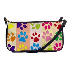 Colorful Animal Paw Prints Background Shoulder Clutch Bags