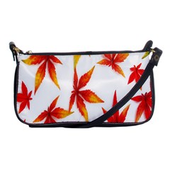 Colorful Autumn Leaves On White Background Shoulder Clutch Bags