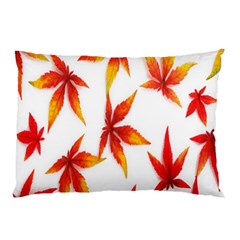 Colorful Autumn Leaves On White Background Pillow Case (two Sides) by Simbadda