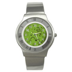 Abstract Green Background Natural Motive Stainless Steel Watch by Simbadda