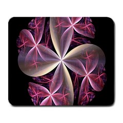 Pink And Cream Fractal Image Of Flower With Kisses Large Mousepads by Simbadda