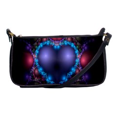 Blue Heart Fractal Image With Help From A Script Shoulder Clutch Bags