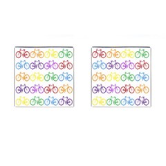 Rainbow Colors Bright Colorful Bicycles Wallpaper Background Cufflinks (square) by Simbadda