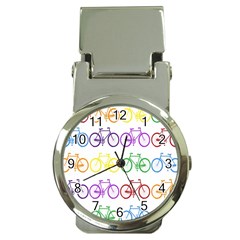 Rainbow Colors Bright Colorful Bicycles Wallpaper Background Money Clip Watches by Simbadda