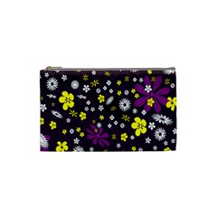 Flowers Floral Background Colorful Vintage Retro Busy Wallpaper Cosmetic Bag (small)  by Simbadda