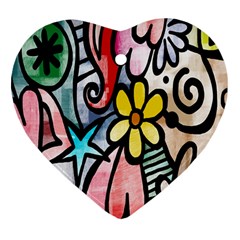 Digitally Painted Abstract Doodle Texture Heart Ornament (two Sides) by Simbadda