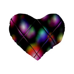 Soft Balls In Color Behind Glass Tile Standard 16  Premium Flano Heart Shape Cushions by Simbadda
