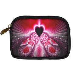 Illuminated Red Hear Red Heart Background With Light Effects Digital Camera Cases by Simbadda