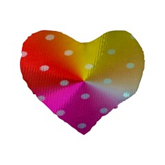 Polka Dots Pattern Colorful Colors Standard 16  Premium Flano Heart Shape Cushions by Simbadda