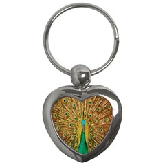 Peacock Bird Feathers Key Chains (heart) 