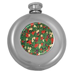 Berries And Leaves Round Hip Flask (5 Oz) by Simbadda