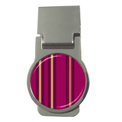 Stripes Background Wallpaper In Purple Maroon And Gold Money Clips (round)  by Simbadda
