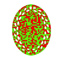 Colorful Qr Code Digital Computer Graphic Oval Filigree Ornament (two Sides) by Simbadda