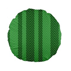 Green Herringbone Pattern Background Wallpaper Standard 15  Premium Flano Round Cushions by Simbadda