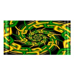 Green Yellow Fractal Vortex In 3d Glass Satin Shawl by Simbadda