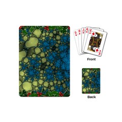 Holly Frame With Stone Fractal Background Playing Cards (mini)  by Simbadda