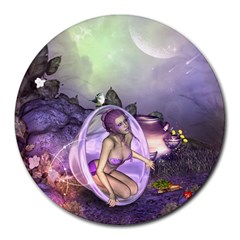 Wonderful Fairy In The Wonderland , Colorful Landscape Round Mousepads by FantasyWorld7