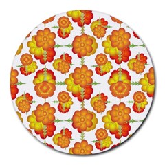 Colorful Stylized Floral Pattern Round Mousepads by dflcprints