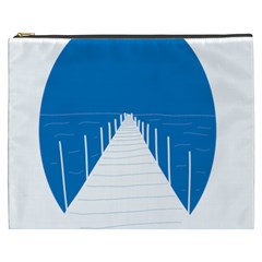Bridge Sea Beack Blue White Cosmetic Bag (xxxl)  by Mariart