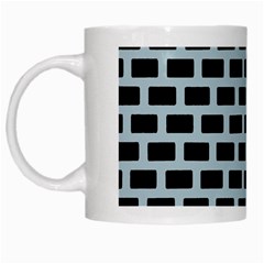 Bricks Black Blue Line White Mugs