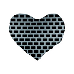 Bricks Black Blue Line Standard 16  Premium Flano Heart Shape Cushions