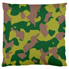 Camouflage Green Yellow Brown Large Flano Cushion Case (one Side) by Mariart