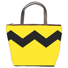 Chevron Wave Yellow Black Line Bucket Bags