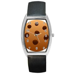 Cookie Chocolate Biscuit Brown Barrel Style Metal Watch