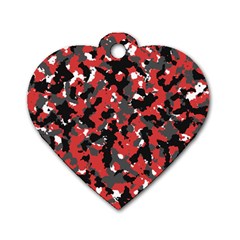 Bloodshot Camo Red Urban Initial Camouflage Dog Tag Heart (one Side)