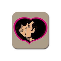 Don t Kiss With A Bloody Nose Face Man Girl Love Rubber Coaster (square)  by Mariart