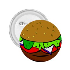 Fast Food Lunch Dinner Hamburger Cheese Vegetables Bread 2 25  Buttons by Mariart