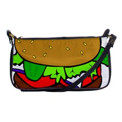 Fast Food Lunch Dinner Hamburger Cheese Vegetables Bread Shoulder Clutch Bags by Mariart