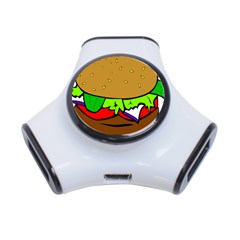 Fast Food Lunch Dinner Hamburger Cheese Vegetables Bread 3-port Usb Hub by Mariart