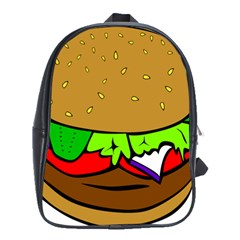 Fast Food Lunch Dinner Hamburger Cheese Vegetables Bread School Bags (xl)  by Mariart