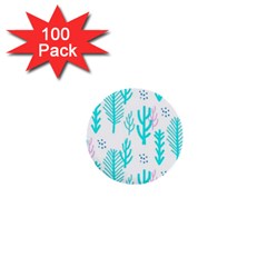 Forest Drop Blue Pink Polka Circle 1  Mini Buttons (100 Pack)  by Mariart
