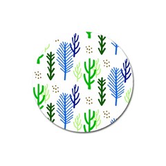 Forest Green Drop Blue Brown Polka Circle Magnet 3  (round) by Mariart